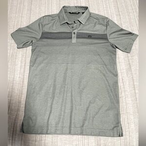 Travis Mathew EUC Gray Striped Polo Shirt Size Small